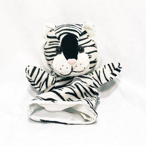 White Tiger Cat Soft Hand Puppet Storytime 9" Plush Blue Goffa International